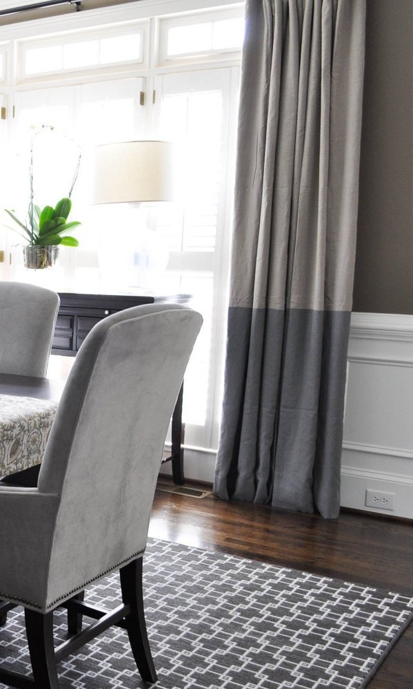 96"L x 69"W Color Block Drapery Panel - Pick Your Colors - Custom Draperies