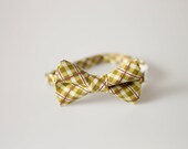 Baby Bow Tie - Green Plaid with Purple Detail