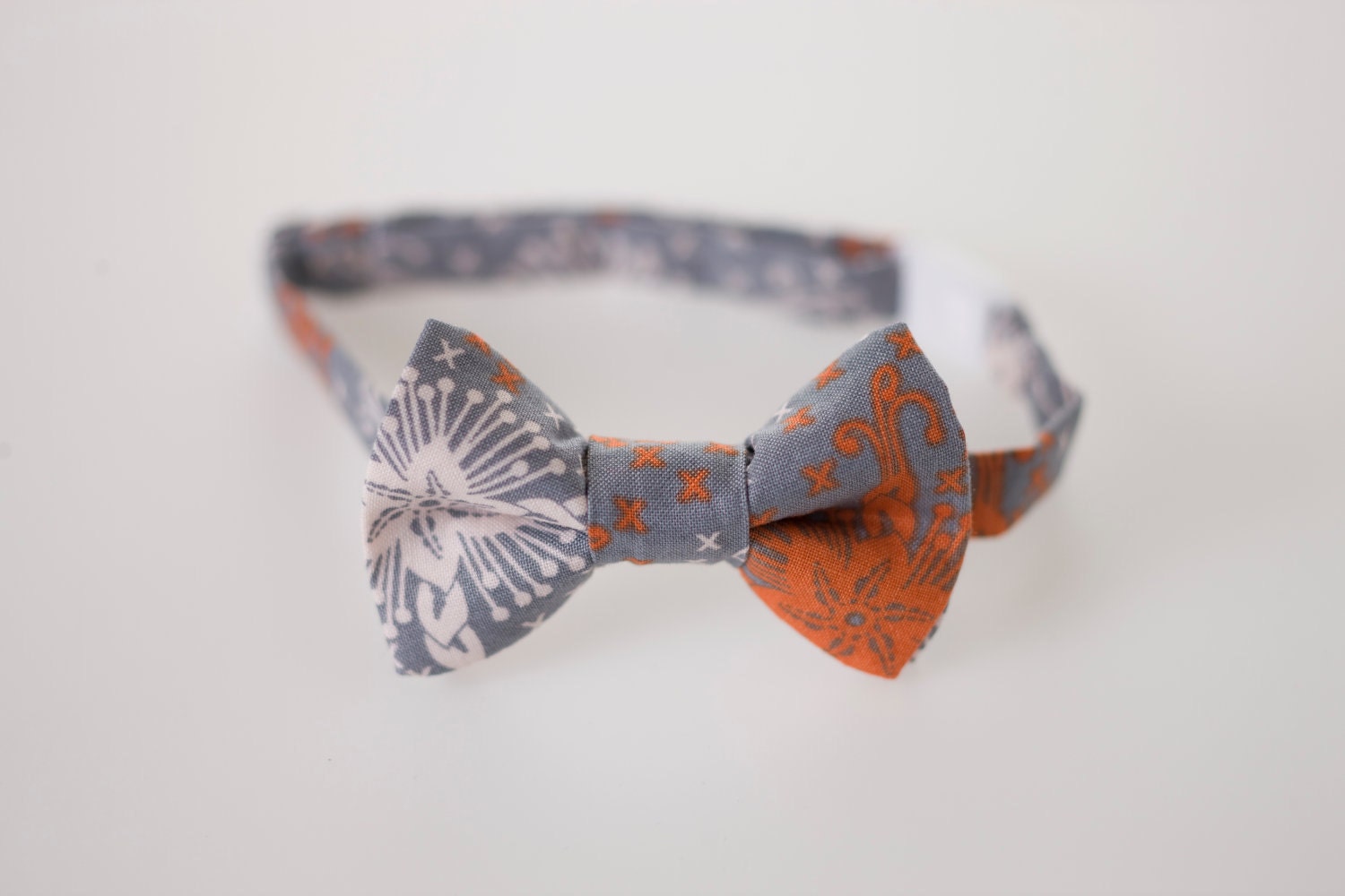 Boys Bow Tie - Gray and Orange