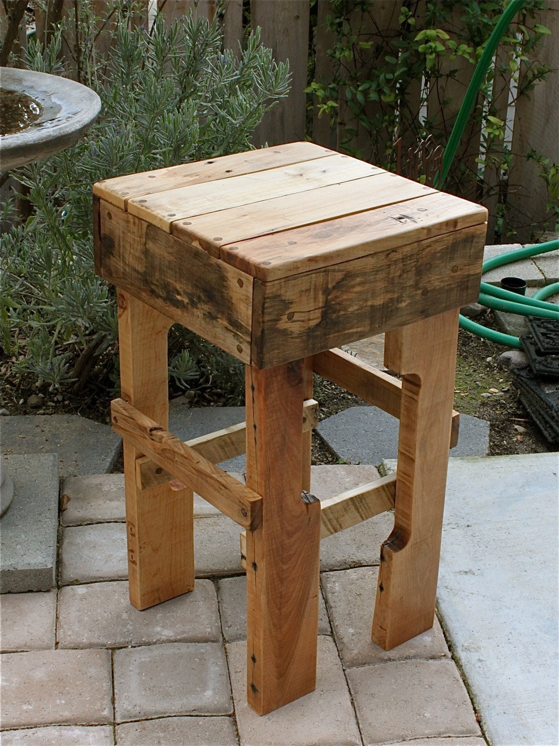 Pallet rústico taburete de madera Alto