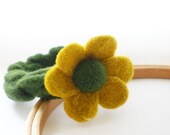 Yellow Flower Bracelet - Needle Felted Flower Bangle