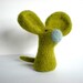 Green Felt Mouse - Needle Felted Light Olive Mouse Sculpture