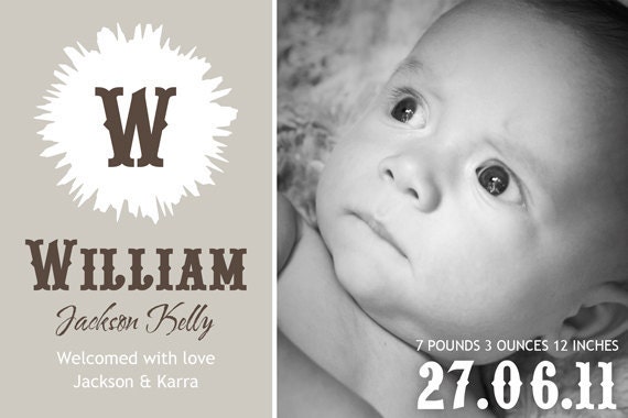 Printable Custom Baby Boy Birth Announcement - Western Star Il_570xn