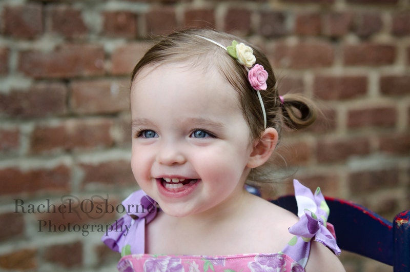 Small Felt Flowers Headband - Design Your Own Flower Headband - OVER 30 COLORS - newborn, infant, toddler, tween, teen, adult- Party Favors