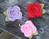 Baby Hair Clip, Felt Flower Hair Clips for baby, infant hair clips, Rose Hair Clip 2 SIZES - OVER 30 COLORS
