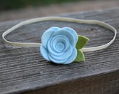 Baby Blue Flower Skinny Headband for newborn baby, infant, toddler, tween, teen, adult headband - Newborn photo prop