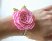 Large Pink Flower Corsage/Bracelet, Mother's Day Corsage - 30 COLORS - Weddings, prom corsage, showers, bridesmaid, party favors, photo prop