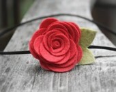Felt Flower Headband for baby - Red Flower Headband (Strawberry) newborn, infant, toddler, tween, teen, adult headband - Newborn Photo Prop