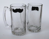 Mustache Beer  Mugs  - Set of Four - select from eight different styles