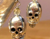 Silver Skull Earrings with clear beads