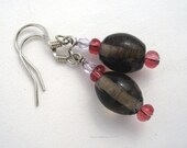 Smokey black glass earrings
