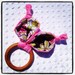 Organic Baby Teething Ring Rabbit Bunny Ear Crinkle Toy