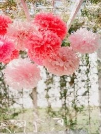 16 Tissue Pom Poms- Barbie Party