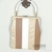 Purse in Tan and Cream Stripes Vintage 60s Faux Leather