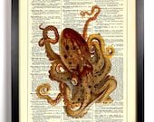 The Epic Cephalopod Repurposed Book Upcycled Dictionary Art Vintage Book Print Recycled Vintage Dictionary Page Buy 2 Get 1 FREE