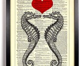 Seahorse Love 8 x 10 Dictionary Book Print Upcycled Book Art Upcycled Vintage Book Print Antique Dictionary Buy 2 Get 1 FREE