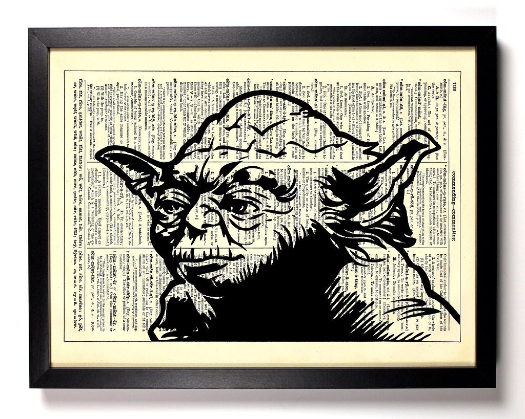 Star Wars Master Yoda Repurposed Book Upcycled Dictionary Art Vintage Book Print Recycled Vintage Dictionary Page Buy 2 Get 1 FREE