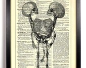 Conjoined Twins Skeleton Repurposed Book Upcycled Dictionary Art Vintage Book Print Recycled Vintage Dictionary Page Buy 2 Get 1 FREE