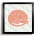 The Lazy Cat 8 x 8 Art Print Woodblock Hand Drawn Linocut Illustration Graphic Design