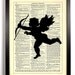 Cupid Silhouette Repurposed Book Upcycled Dictionary Art Vintage Book Print Recycled Vintage Dictionary Page Buy 2 Get 1 FREE