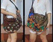Brown 2 tone Patchwork Hippie Gypsy Boho Thai Batik Cotton Bag