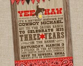 Yee Haw Cowboy Printable Birthday Party Invitation