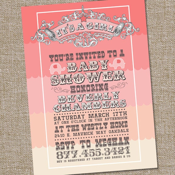 It's a Girl Baby Shower Circus Theme Invitation