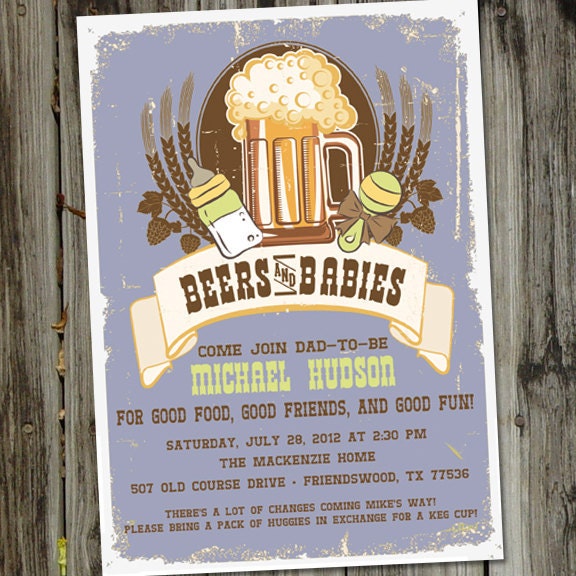 Beers and Babies Male Baby Shower Invitation for Men