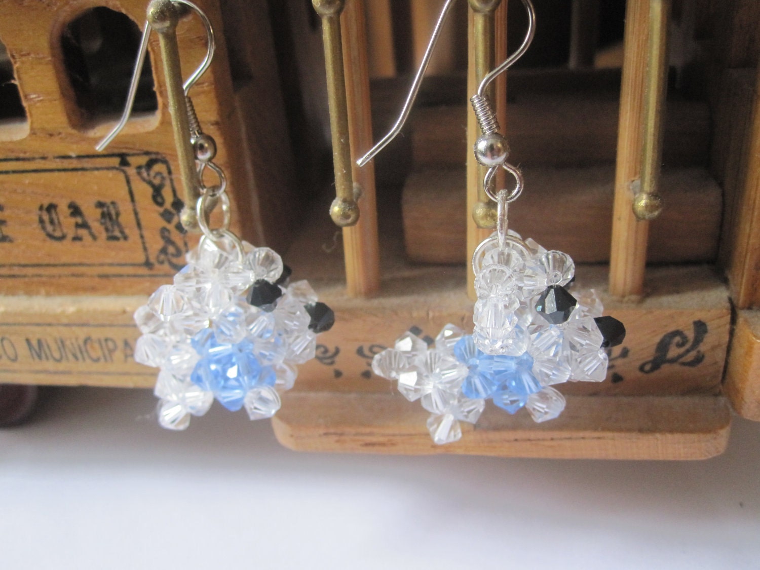 Swarovski Earrings - Adorable Yorkies wearing blue shirts