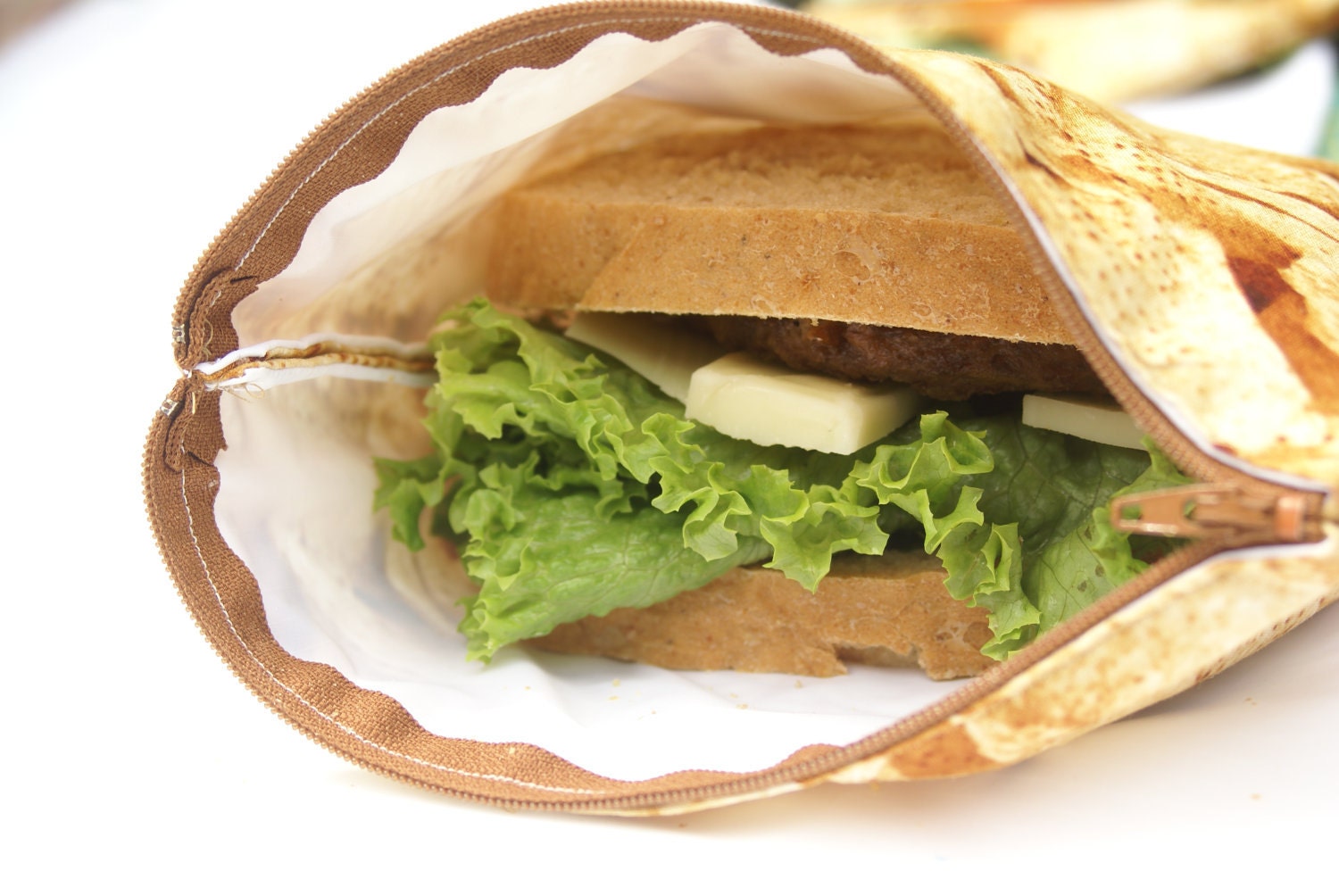 One Reusable and Washable XL Zippered Sandwich Bag - Double Lined with Nylon - Tortilla Chips