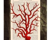 Coral Vintage Book Print Dictionary or Encyclopedia Page Print- Book print  Red Coral I ilustration Print on Vintage Dictionary Book art