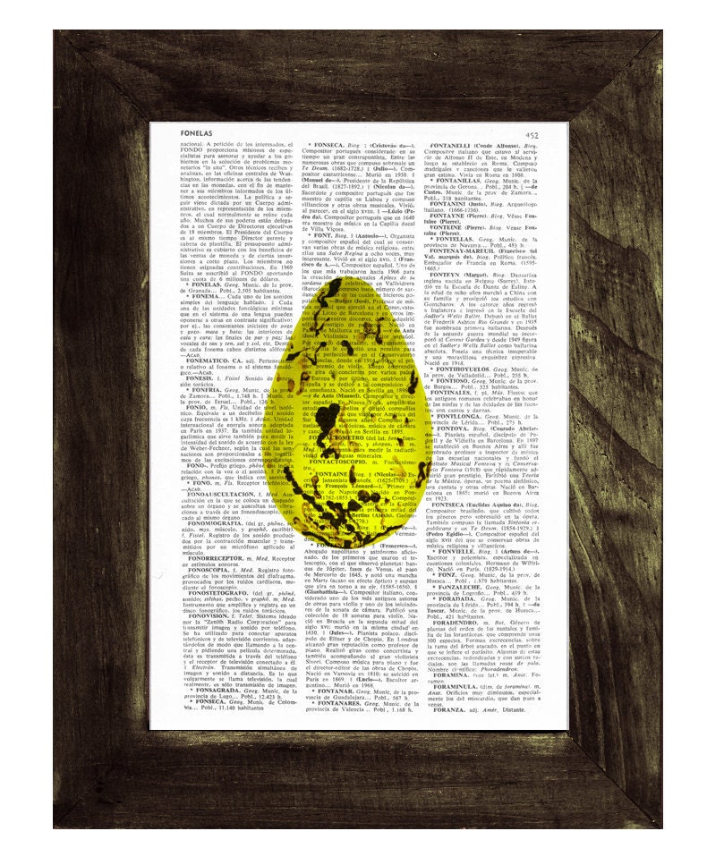 Yellow Bird egg  printed on Book page - Mixed media  art dictionary page printed