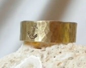 Anchor Ring- Brass Hammered Band Ring
