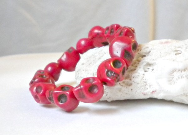 Skull Bracelet Red Stretch Bracelet