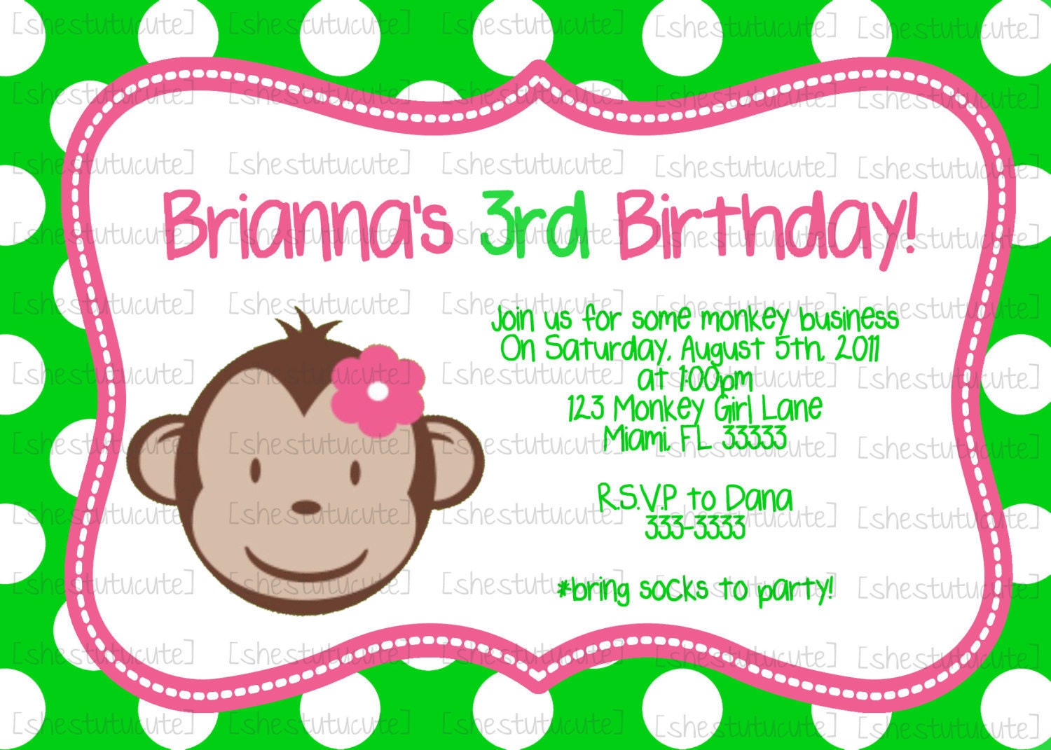 Mod Monkey Girl or Boy Birthday Invitation Digital File YOU-PRINT Il_170x135