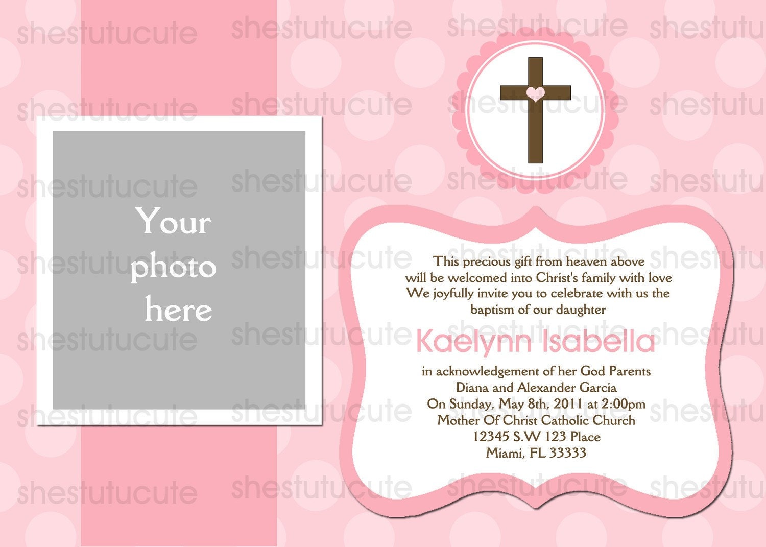 Girl's Baptism Invitations Digital File YOU-PRINT Il_170x135