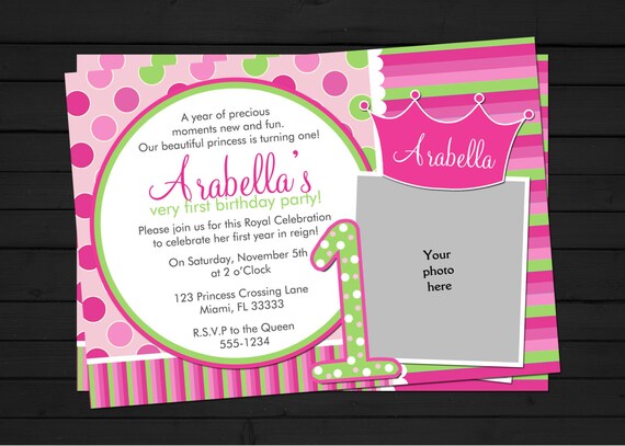 Little Princess First Birthday Invitation Digital File YOU-PRINT Il_570xn