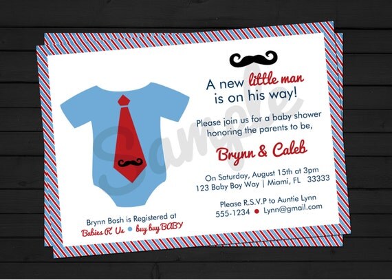 A New Little Man Mustache Bash Birthday or Baby Shower Invitation Digital File YOU-PRINT Il_570xn