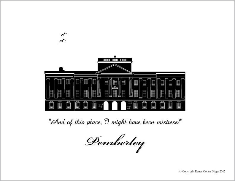 Pride and Prejudice Jane Austen Gift: Pemberley Print 8.5 x 11