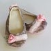 Baby Girl Shoes, Mocha Lace over Pink Satin with Rose Buds, Baby Souls Couture Baby Shoes - Petit Four Collection, Toddler sizes too