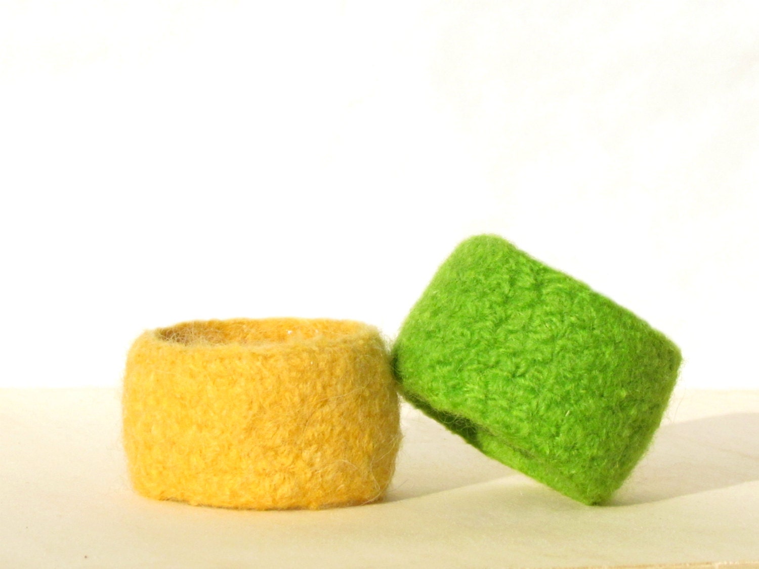 Felted neon bracelet - eco-friendly - bright color cuff - soft accessories - yellow and green - CHOOSE ONE