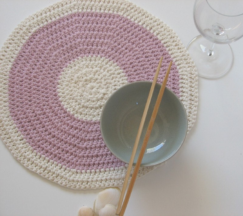 Pink hemp placemat - Romantic cottage style - Dusty pink and cream white - Coupon "SPECIAL" - 15% OFF