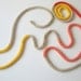 Peach skinny scarf - Crochet jewelry - extra long necklace - bright sun colors - Natural, red, yellow and salmon pink - mother day gift