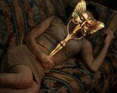 Gold Butterfly Masquerade Venetian Mask - Masquerade Party Handheld Mask