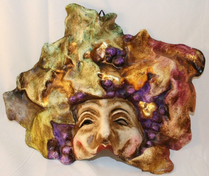 Fall Leaves Antique Bacchus Wine God Venetian Mask Masquerade Mask Mardi Gras Costume