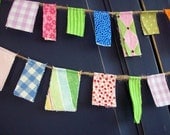 Fabric Scrappy Garland/ Spring Easter Banner/ Party Banner in Pink, Yellow, Green, Blue, Purple/  Photo Prop /Summer Party Decoration