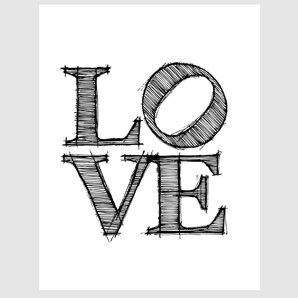 New York Statue Inspired 8X10 Inch Love Poster Print with Charcoal Black Text for Modern Decor, Studio Wall Accessories, or Home Gifts