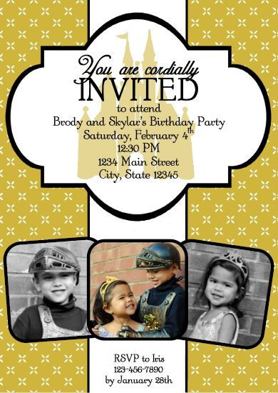 Princess and Knight Party - Printable 5x7 Invitation by Sweet Metel Moments Il_170x135