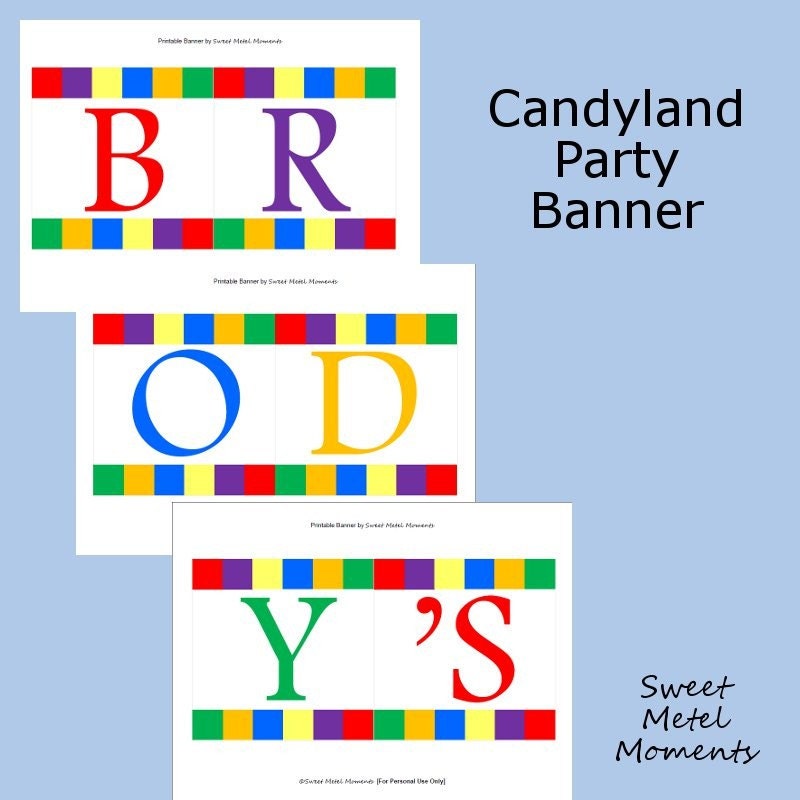 Candyland Birthday - Printable Personalized Banner