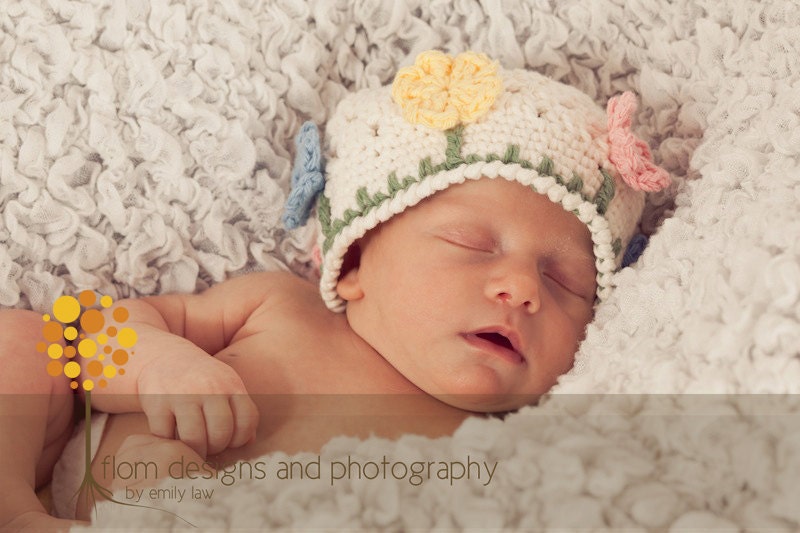 Crochet Pattern for Flower Garden Hat - 5 sizes, baby to adult - Welcome to sell finished items